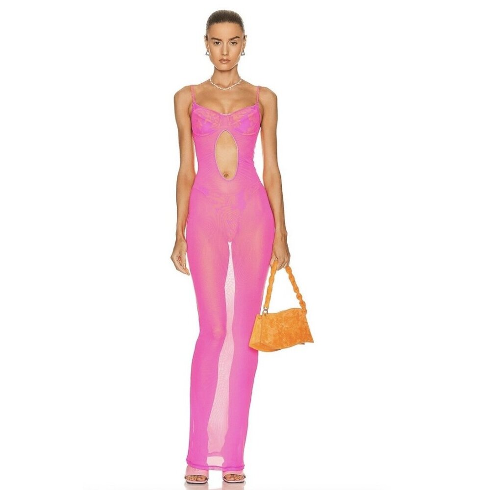 Melissa Simone Mesh Maxi Dress Pink